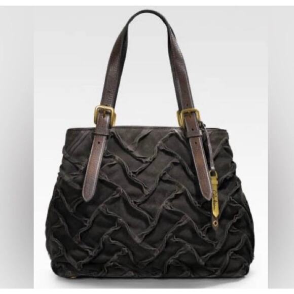 Cole Haan Handbags - Cole Haan Sloane Woven Brown Suede Tote Bag Hobo Chocolate Weekender